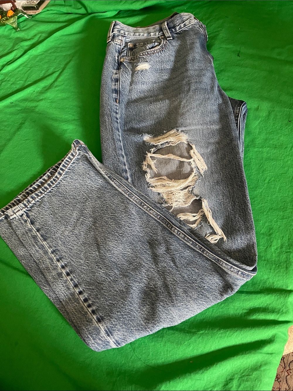 Aeropostale Men's Light Blue Distressed Relaxed Jeans